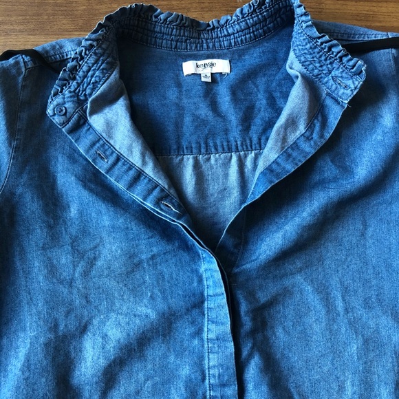 Kenzie chambray button down blouse with neck tie - Picture 6 of 12